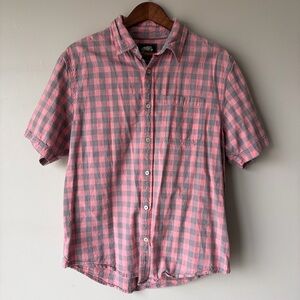 Roots Pink and Gray Check Short-Sleeve Button-Down Shirt Men’s Large